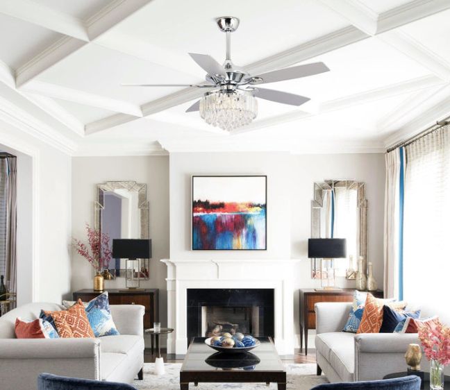 52" Elkton Modern Reversible Crystal Fandelier with Lighting and Remote Control