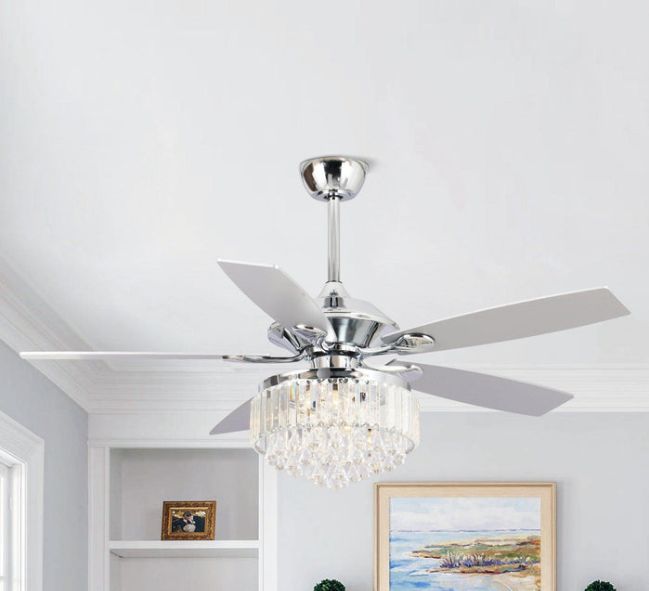 52" Elkton Modern Reversible Crystal Fandelier with Lighting and Remote Control