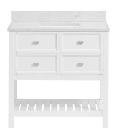 Canterbury 36" White Undermount Single Sink Bathroom Vanity