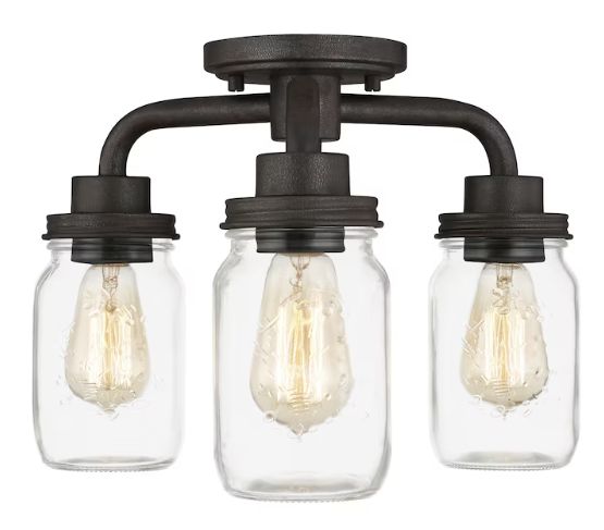 Quoizel Jana 3 -Light 16-in Matte Black Indoor/Outdoor Semi Flush Mount Light