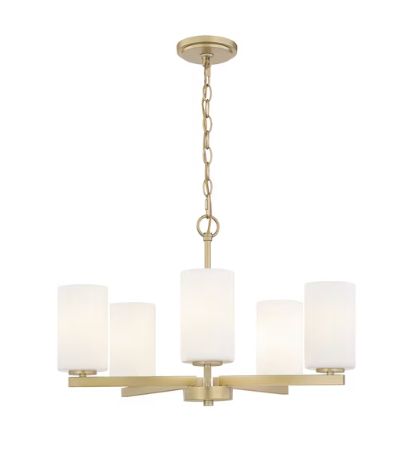 Quoizel Vista 5 -Light Brushed Gold Etched glass Steel Chandelier
