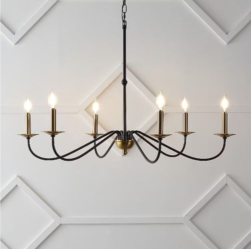 JONATHAN Y Wicklow 34.75" Iron Bohemian Farmhouse 6 -Light Black Iron Chandelier