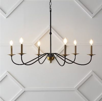 JONATHAN Y Wicklow 34.75" Iron Bohemian Farmhouse 6 -Light Black Iron Chandelier
