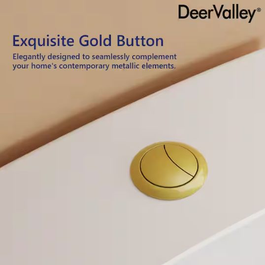 Prism 1-Piece 1.1/1.6 GPF Dual Flush Elongated Toilet in White, Gold Flush Button, Seat Included