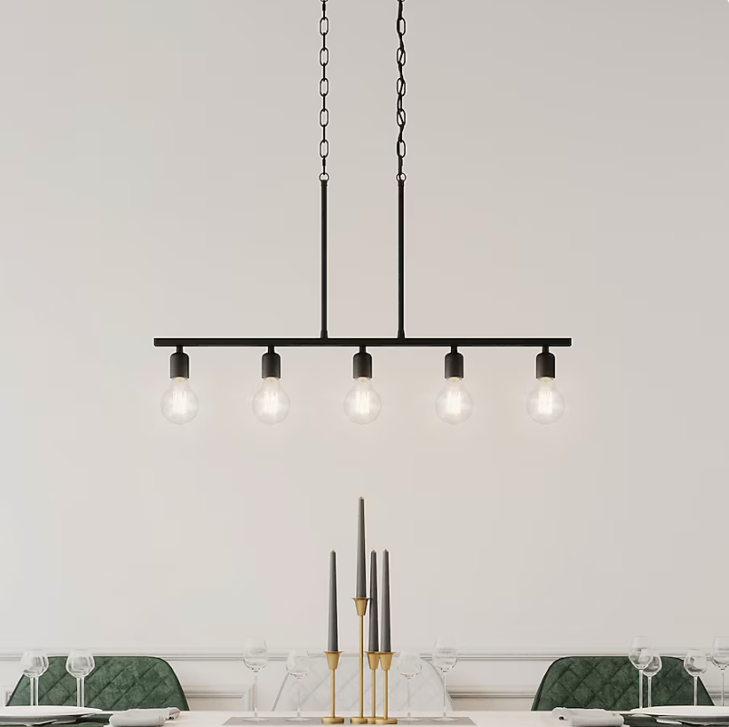 Quoizel Pendle Brooke 5 -Light Matte Black Bare bulb Steel Chandelier