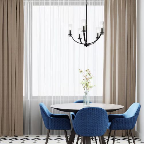 Quoizel Baylor 5 -Light Matte Black Clear glass Steel Chandelier