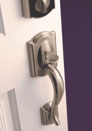 Schlage Camelot Satin Nickel Exterior Entry Door Handleset