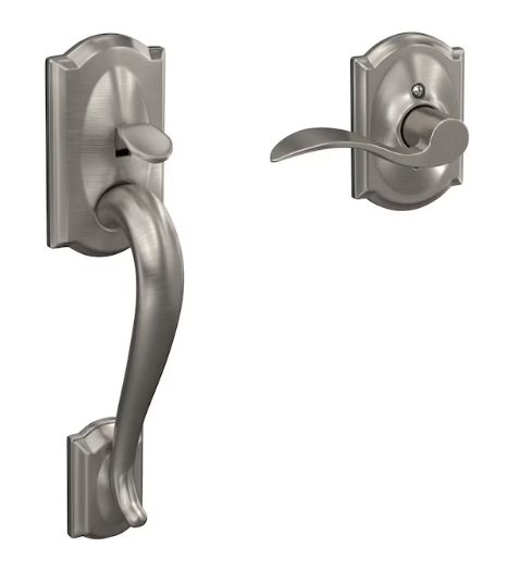 Schlage Camelot Satin Nickel Exterior Entry Door Handleset