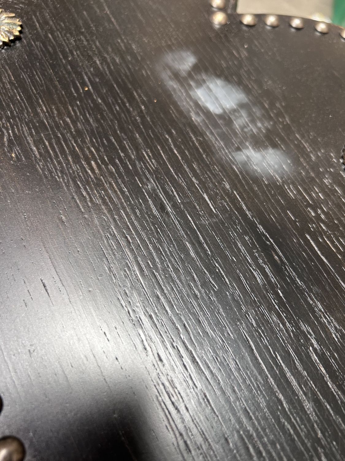 Red Leather Inlaid Center Table