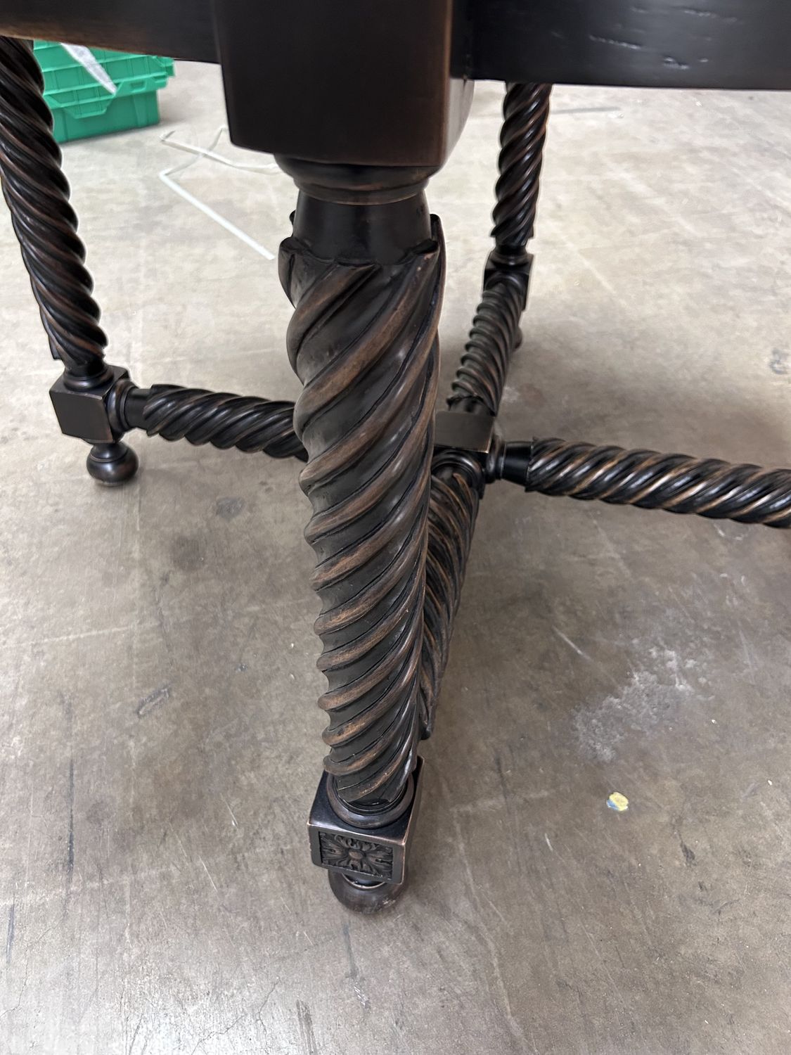 Red Leather Inlaid Center Table