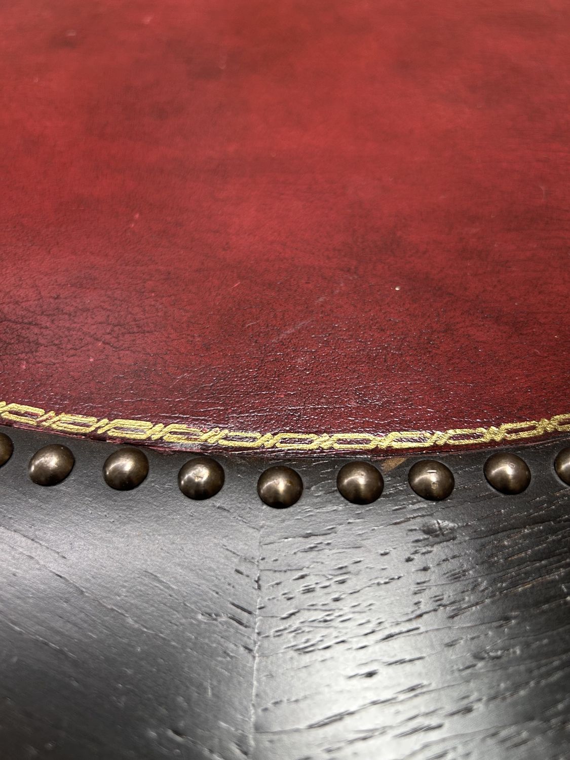 Red Leather Inlaid Center Table