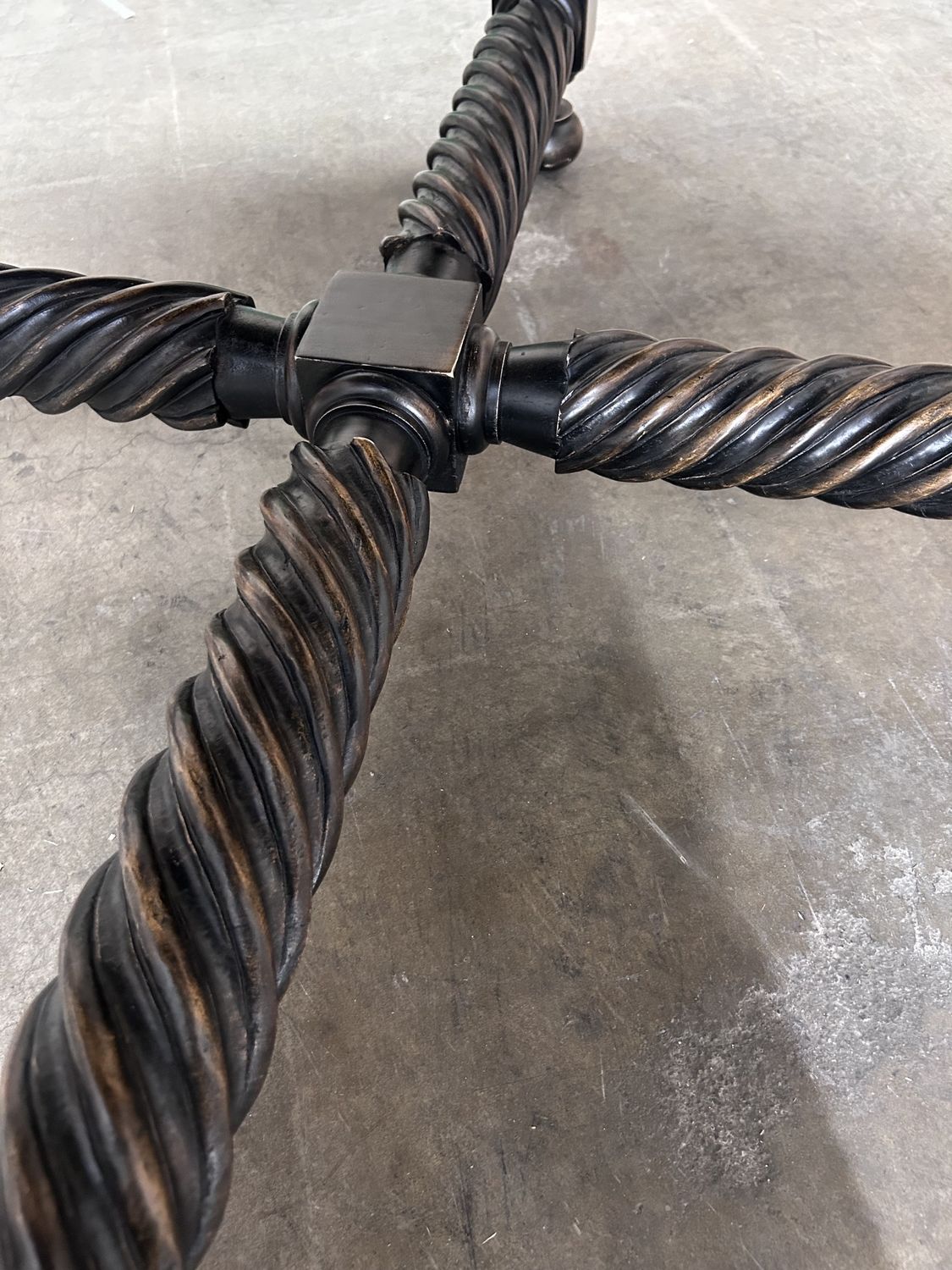 Red Leather Inlaid Center Table