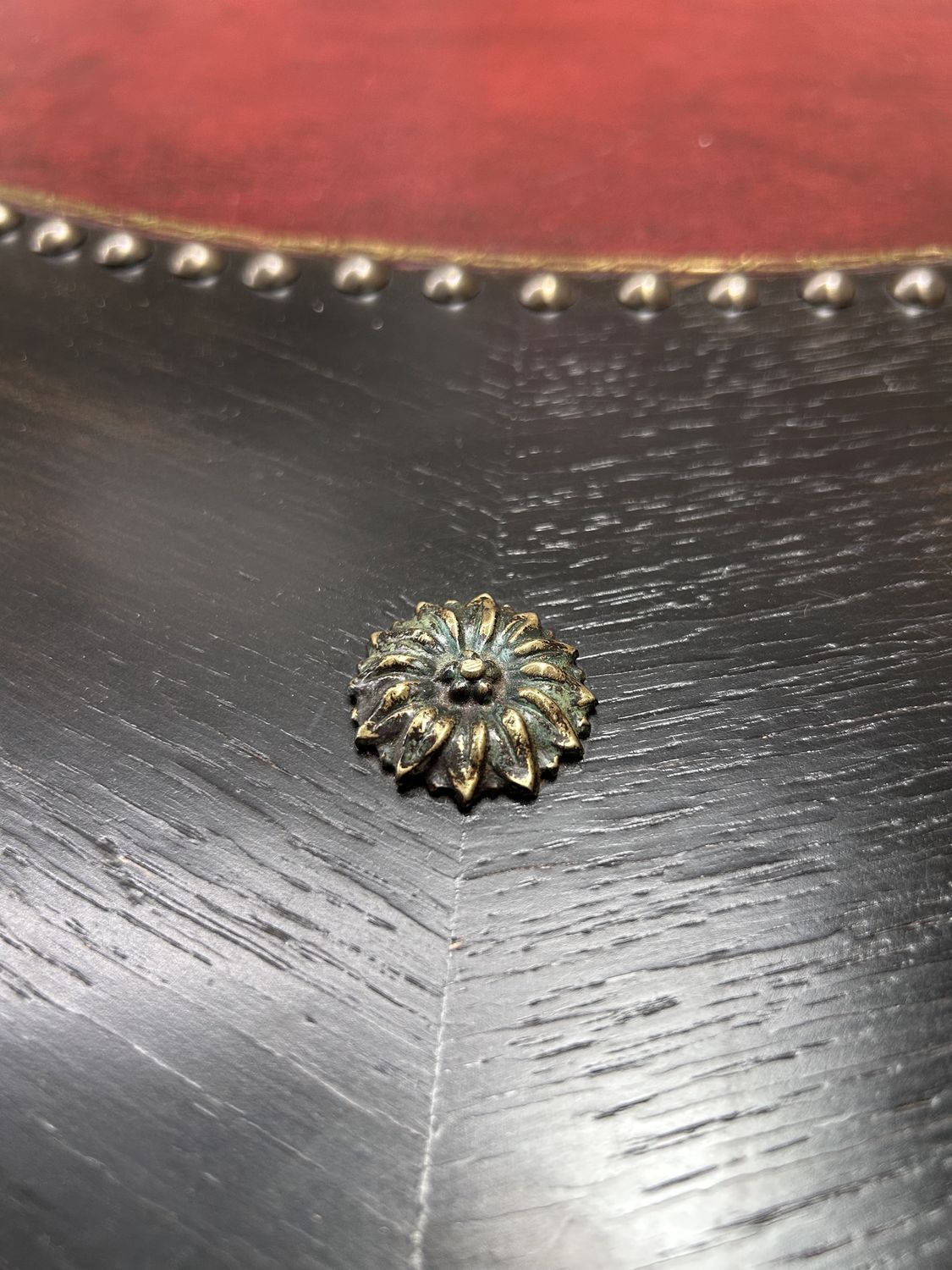 Red Leather Inlaid Center Table