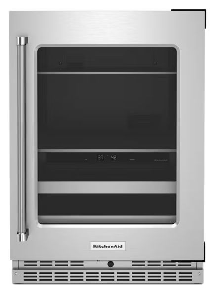 24" Beverage Center with Glass Door and Metal-Front Racks