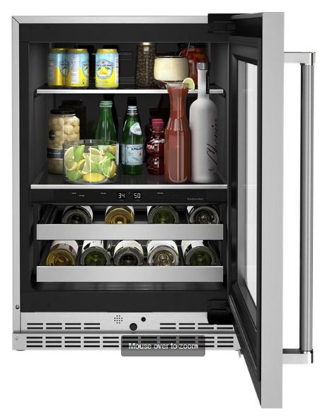 24" Beverage Center with Glass Door and Metal-Front Racks