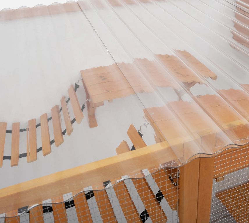 Outdoor Cat Enclosure, Weatherproof Cat House, Natural Wood Cat Playground with Litter Box and Shelves