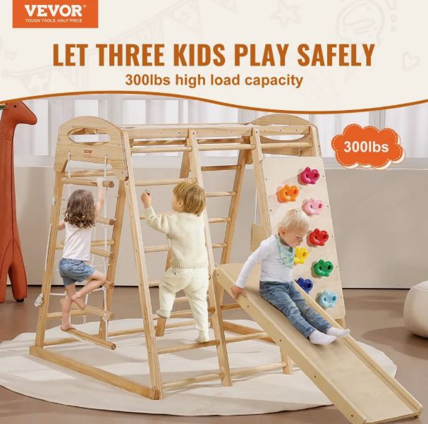 VEVOR Indoor Jungle Gym, 7-in-1 Toddler Indoor Playground