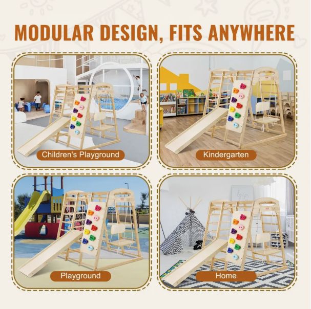 VEVOR Indoor Jungle Gym, 7-in-1 Toddler Indoor Playground