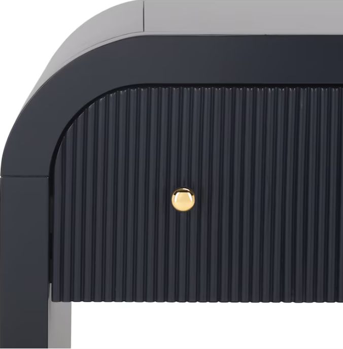 Safavieh Liabella Mid-Century Style 1 Drawer Curved Nightstand/Navy/Gold