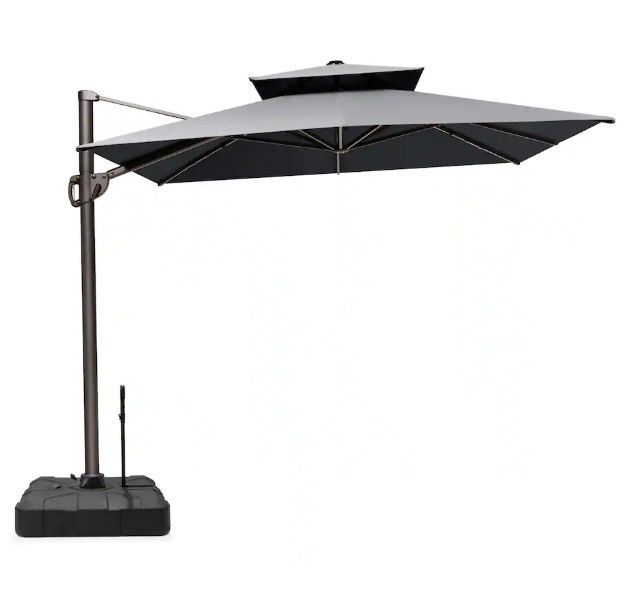 Crestlive Products - 9x11ft Aluminum Double Top Crank Cantilever Patio Umbrella