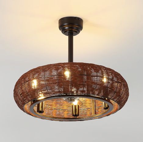 JONATHAN Y Cassidy Bohemian Metal/Rattan 23" Fandelier