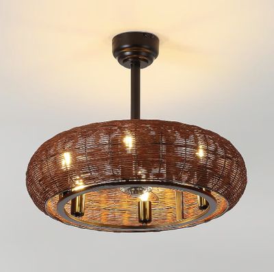JONATHAN Y Cassidy Bohemian Metal/Rattan 23" Fandelier