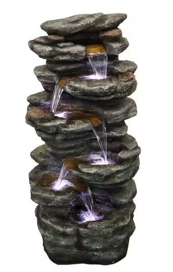 40" Resin Rockery Outdoor Relaxing Water Fountain