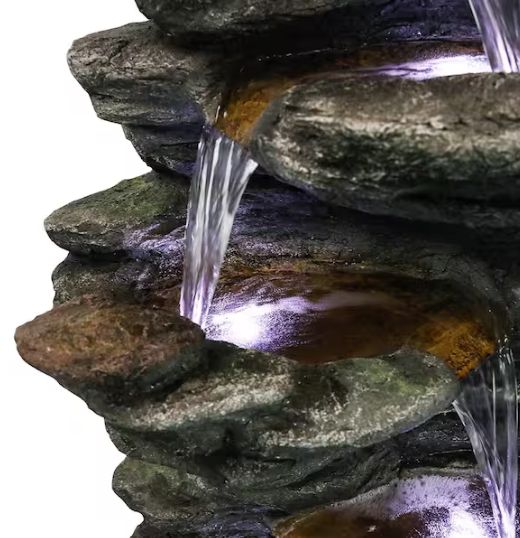 40" Resin Rockery Outdoor Relaxing Water Fountain