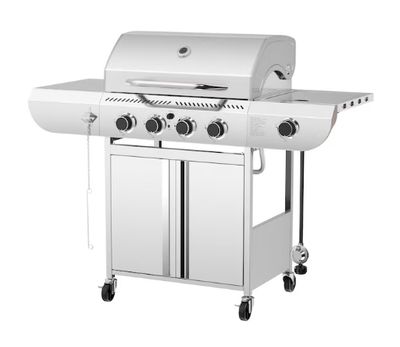 R.W.FLAME Silver 4 -Burner Liquid Propane Gas Grill