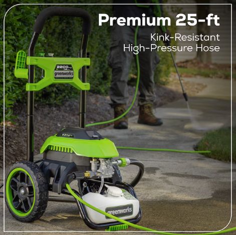 Greenworks 2200-PSI 1.2-GPM Cold Water Electric Pressure washer with 4 Spray Tips