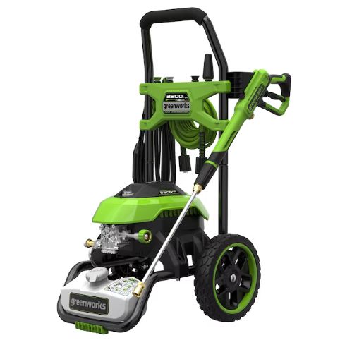 Greenworks 2200-PSI 1.2-GPM Cold Water Electric Pressure washer with 4 Spray Tips