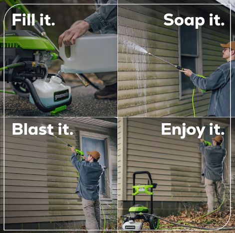 Greenworks 2200-PSI 1.2-GPM Cold Water Electric Pressure washer with 4 Spray Tips