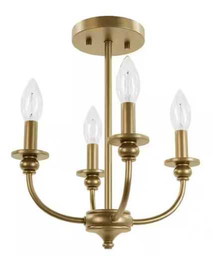 Southcrest 13" 4 Light Traditional Luxe Gold Semi-Flush Mount