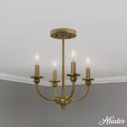 Southcrest 13" 4 Light Traditional Luxe Gold Semi-Flush Mount