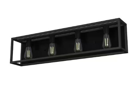 Squire Manor 33" 4-Light Matte Black Vanity Light
