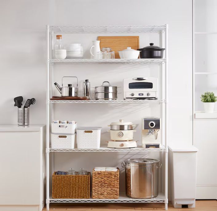 Style Selections 47.7-in W x 18-in D x 72-in H 5 -Tier White Metal Wire Utility Shelving Unit
