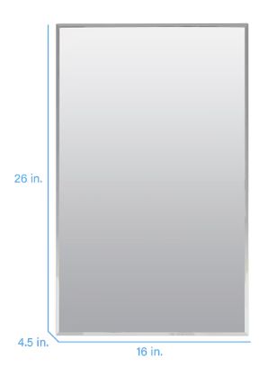 16" x 26" Surface/Recessed Mount Frameless Mirrored Medicine Cabinet