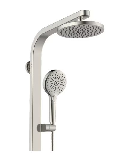 Drexler Nickel 7.87" Dual Head Shower Panel System with 3-way Diverter