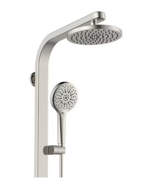 Drexler Nickel 7.87" Dual Head Shower Panel System with 3-way Diverter