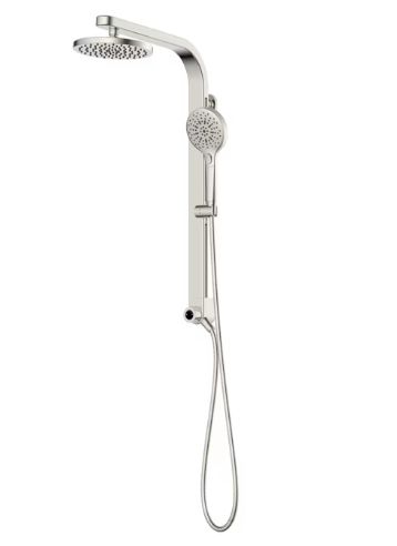 Drexler Nickel 7.87" Dual Head Shower Panel System with 3-way Diverter