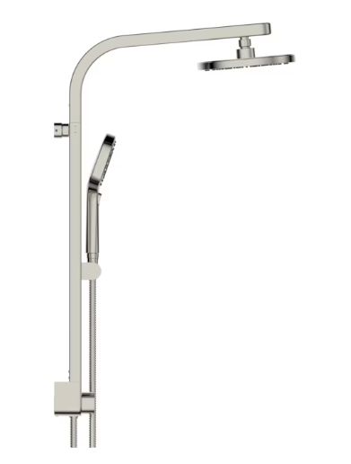 Drexler Nickel 7.87" Dual Head Shower Panel System with 3-way Diverter