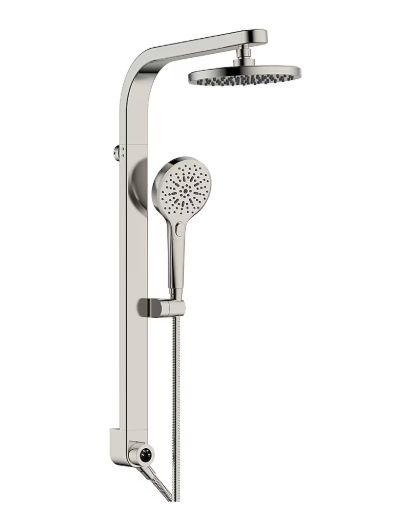 Drexler Nickel 7.87" Dual Head Shower Panel System with 3-way Diverter