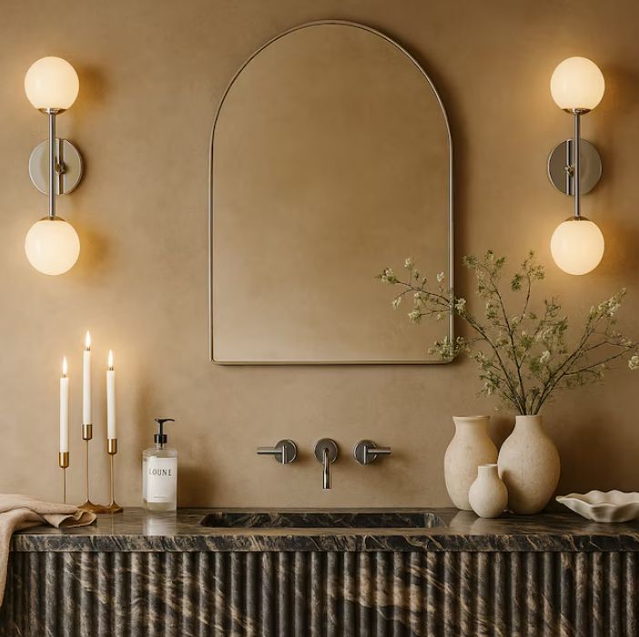 20"x30" Surface/Recessed Mount Brushed Nickel Mirrored Arched Soft Close Medicine Cabinet