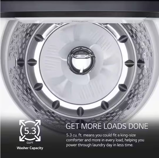 5.3 cu. ft. SMART Top Load Washer in Alpine White with Agitator, Easy Unload and TurboWash3D Technology