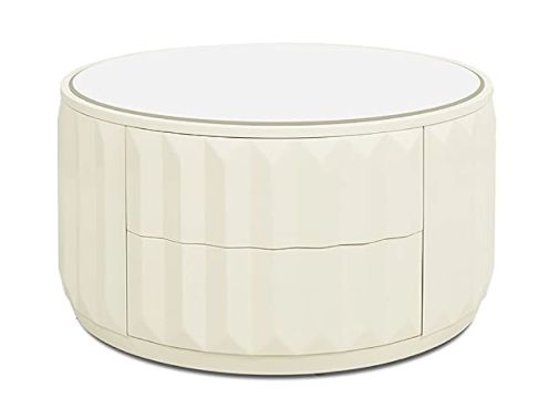 Jennifer Taylor Home Facino 35.5" Round Storage Coffee Table White Lacquer