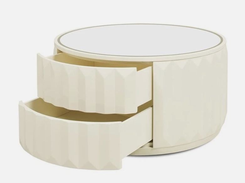 Jennifer Taylor Home Facino 35.5" Round Storage Coffee Table White Lacquer