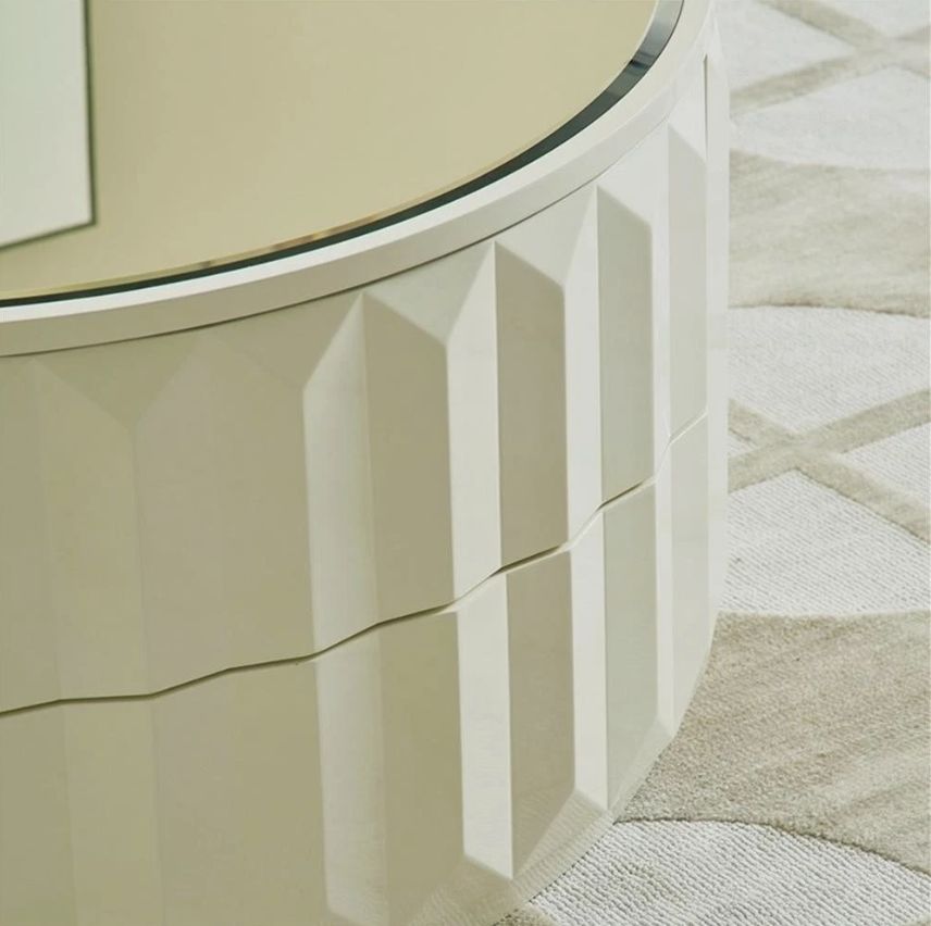 Jennifer Taylor Home Facino 35.5" Round Storage Coffee Table White Lacquer