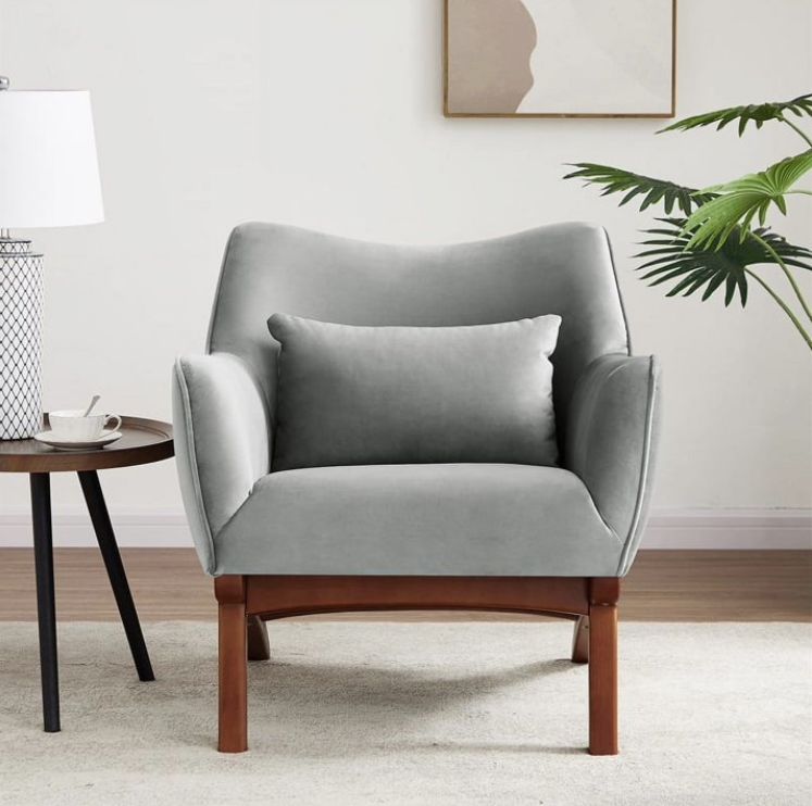 Allora Mid-Century Modern Tight Back Velvet Arm Chair
