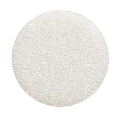 Bali Ivory White Boucle Upholstered Round 18.5 in. Ottoman with Natural Wood Base