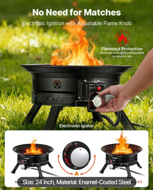 24 Inch Propane Fire Pit